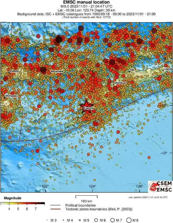 timor region indonesia m6.2 earthquake november 1 2023 emsc regional seismicity