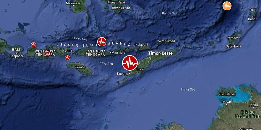 timor region indonesia m6.2 earthquake november 1 2023 location map