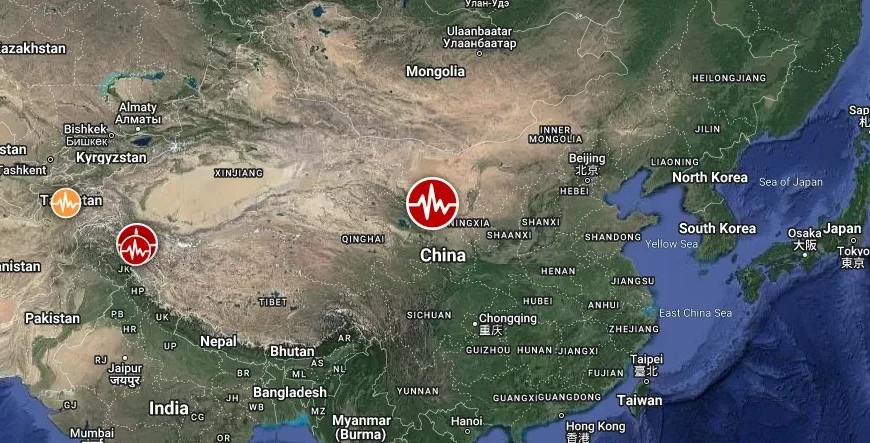M6.0 earthquake Gansu-Qinghai border region, China december 18 2023 location map