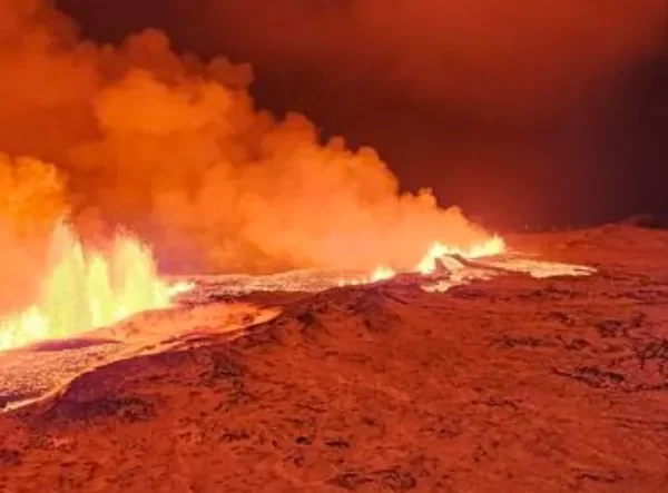 Volcanic eruption starts near Grindavik, Iceland december 18 2023