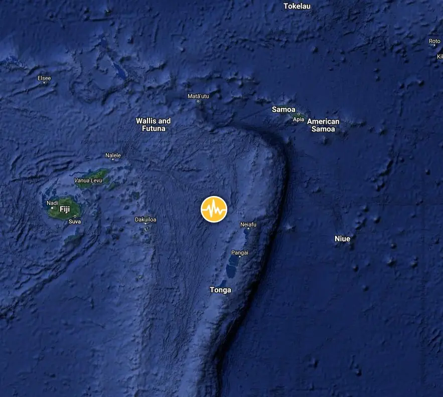 m6.1 earthquake tonga december 11 2023 location map