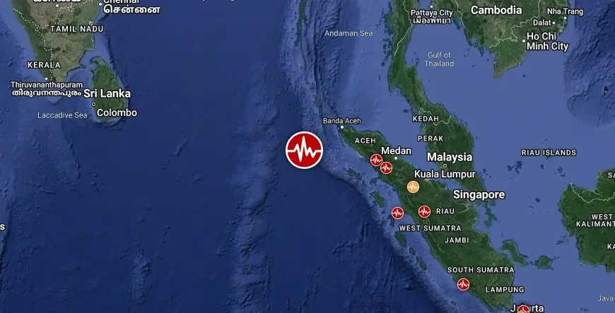 m6.3 (5.9 - 6.6) earthquake off the coast of northern Sumatra Indonesia December 30 2023