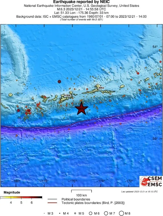 m6.3 earthquake alaska december 21 2023 emsc regional seismicity