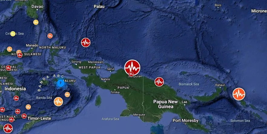 m6.4 earthquake papua indonesia 1716 utc december 30 2023 location map