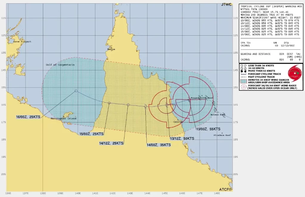 tropical cyclone jasper jtwc forecast track 0300 utc on december 13 2023