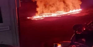 Eruption started north of Grindavík, lava enters city limits, Iceland