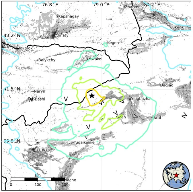 M7.0 earthquake Kyrgyzstan-China border region january 22 2024 usgs epe