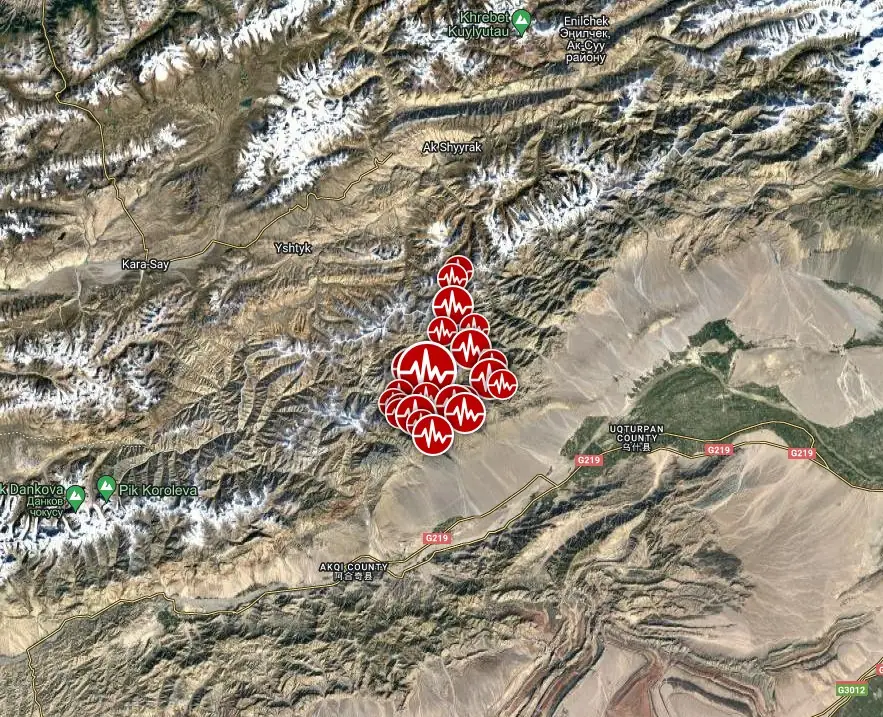 Xinjiang China earthquakes january 23 - 24 2024