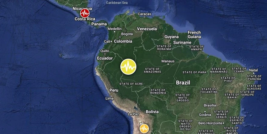 amazonas brazil earthquake m6.5 january 20 2024 location map