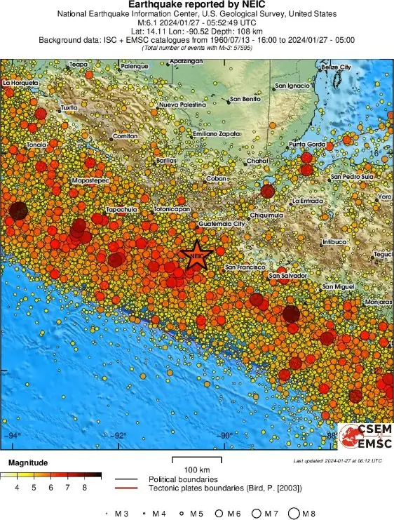 guatemala m6.1 earthquake january 27 2024 regional seismicity