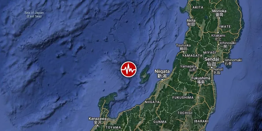 m6.0 earthquake off the coat of noto peninsula japan at 0859 UTC on January 9 2024 location map