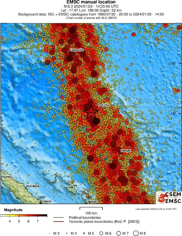 m6.3 earthquake vanuatu january 23 2024 emsc regional seismicity