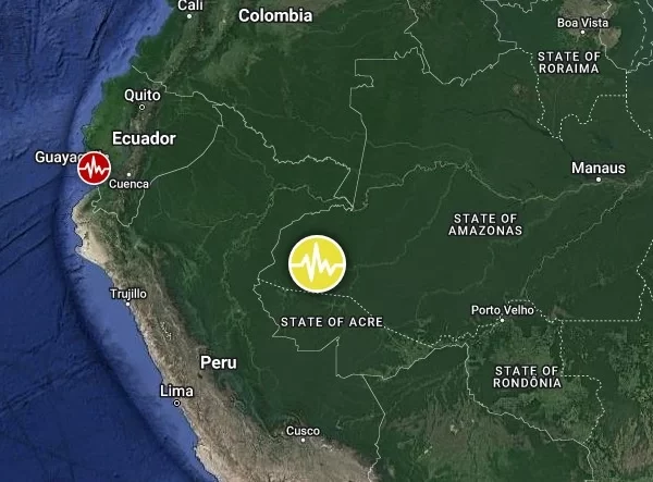 m6.5 earthquake acre brazil january 28 2024 location