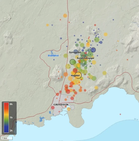 map showing latest earthquake activity reykjanes iceland january 14 2024