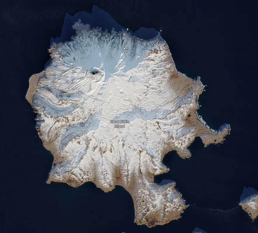 satellite image of great sitkin on january 18 2024 bg
