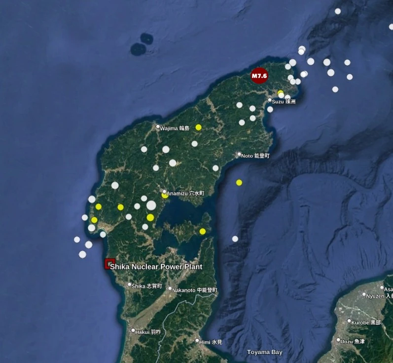 shika nuclear power plant location noto peninsula jan 2024 earthquakes an