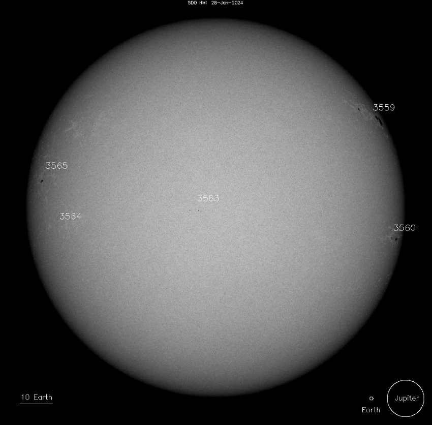 sunspots on january 29 2024 sdo hmi