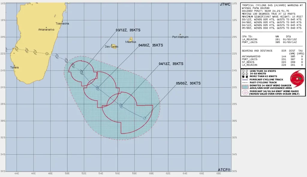 tropical cyclone alvaro jtwc forecast track 1500 utc on january 3 2024
