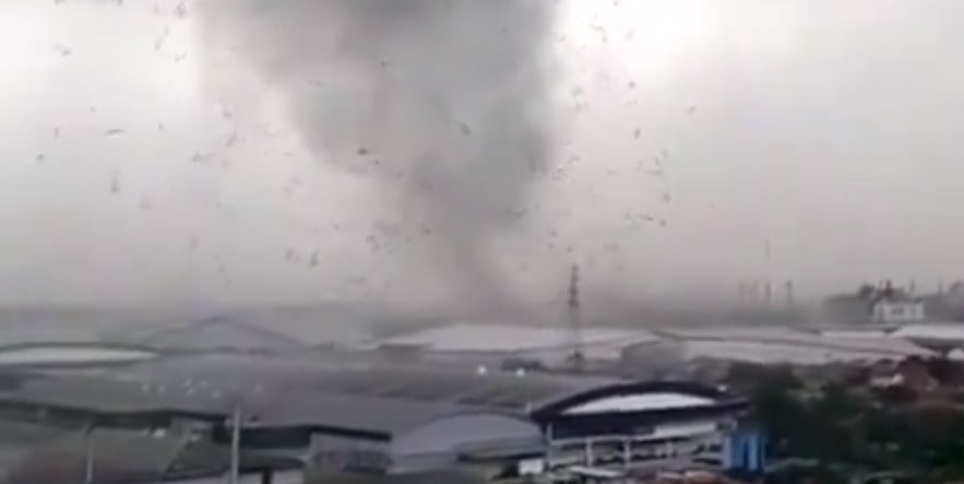 Large tornado hits West Java Province, damaging more than 50 homes and injuring 22, Indonesia