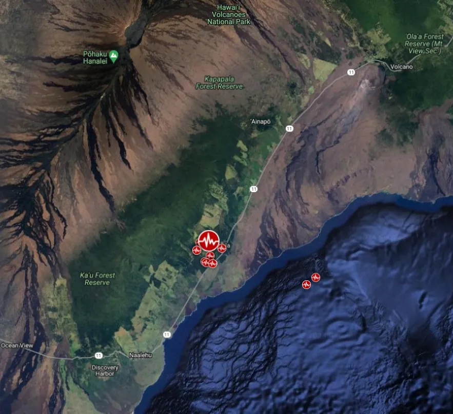 hawaii m5.7 earthquake mauna loa febraury 9 2024 location map bg