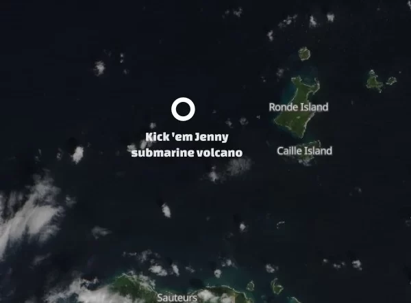 kick em jenny submarine volcano location satellite image copernicus eu sentinel-2 acquired on february 12 2024 f