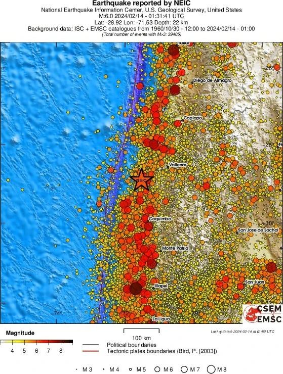 m6.0 earthquake chile february 14 2024 emsc rs