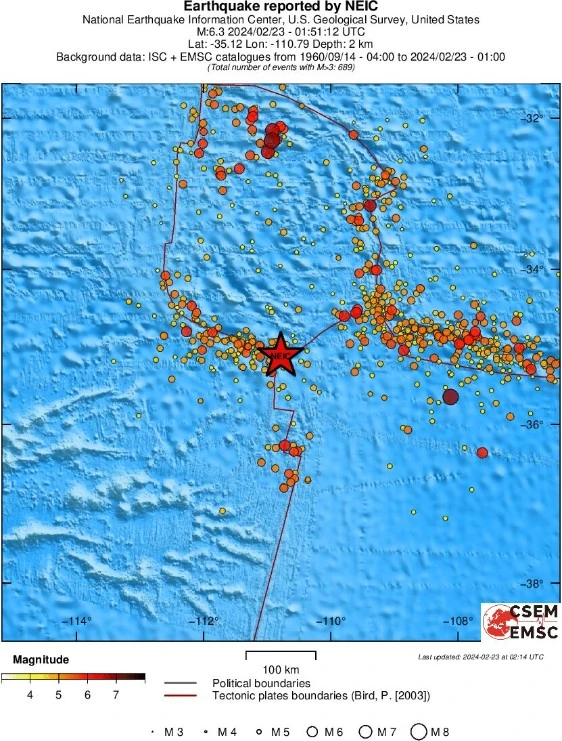 m6.3 earthquake southern east pacific rise emsc rs