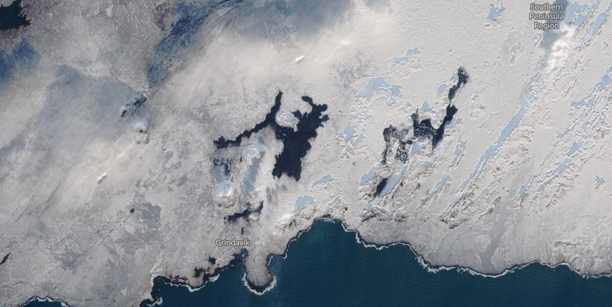 satellite image of reykjanes peninsula grindavik iceland february 23 2024 f