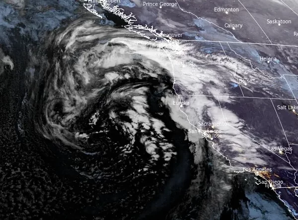 satellite image of west coast us goes-west 0740 utc february 19 2024 f