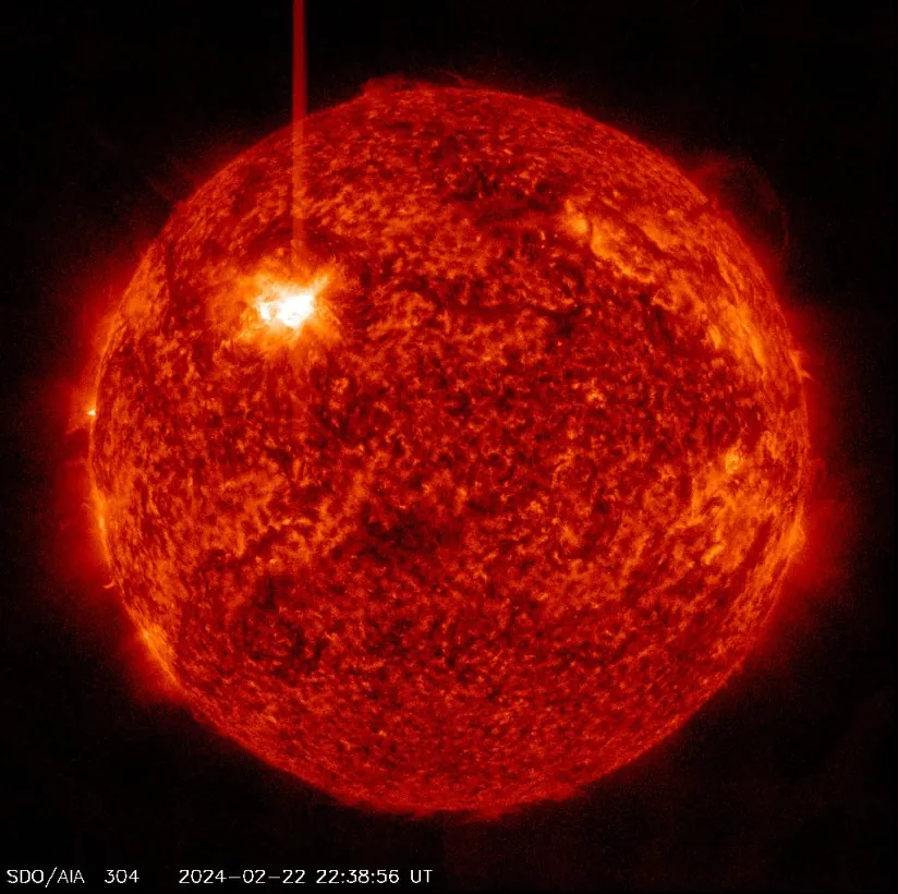 x6.3 solar flare february 22 2024 aia 304