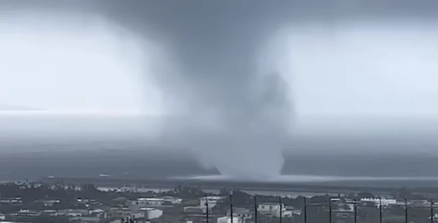 Large waterspout makes landfall in Okinawa, damaging several buildings, Japan March 5 2024