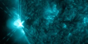 Strong solar flare erupts from the SE limb, signaling increased solar activity in the days ahead