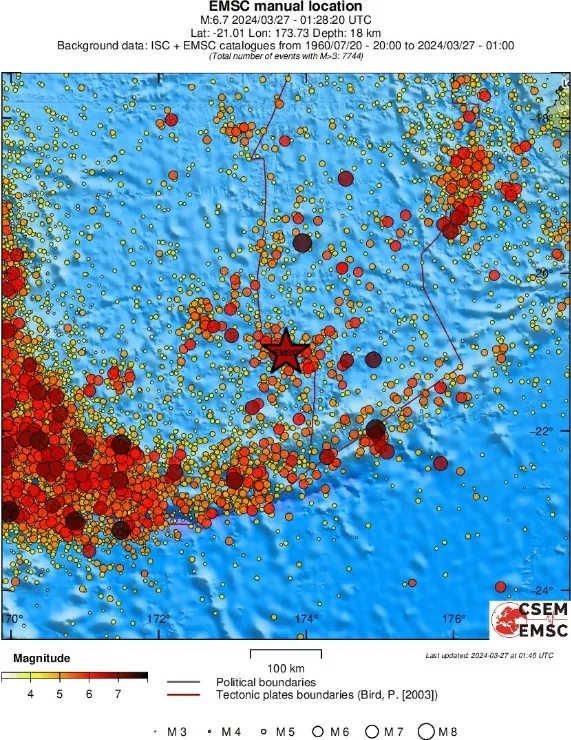 m6.4 earthquake vanuatu march 27 2024 emsc regional seismicity