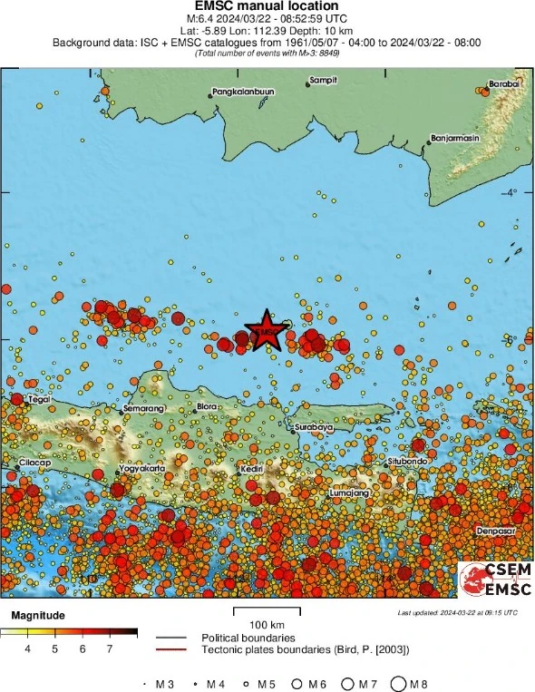 m6.5 earthquake java sea indonesia emsc regional seismicity