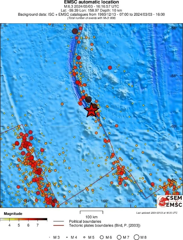 m6.7 earthquake macquarie island region march 3 2024 regional seismicity