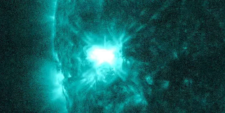 m7.4 solar flare march 20 2024 nasa sdo aia 131 image acquired at 0737 utc