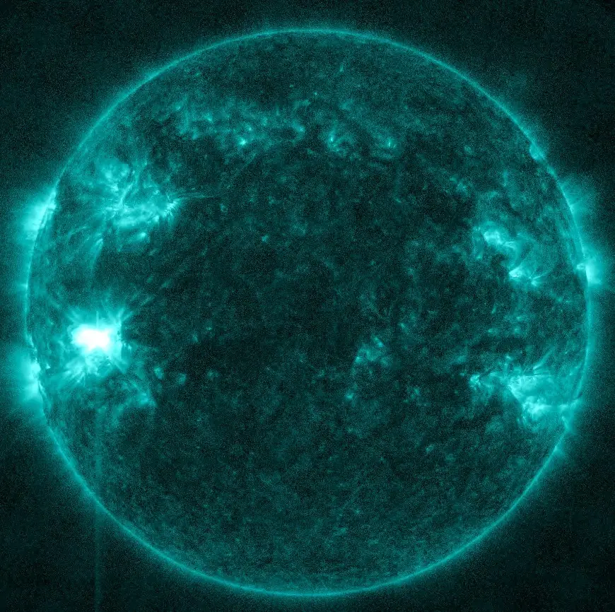 m7.4 solar flare march 20 2024 nasa sdo aia 131 image acquired at 0737 utc bg