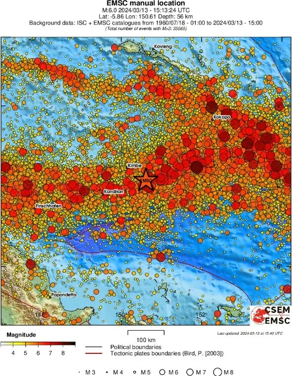 new britain papua new guinea m6.0 earthquake march 13 2024 emsc regional seismicity