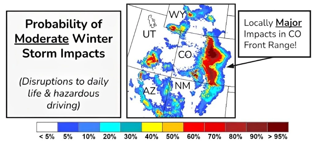 probability of moderate and major winter storm impacts march 13 - 16 2024