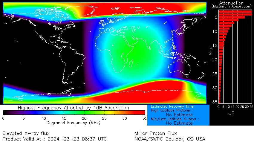 s1 solar radiation storm (drap) march 23 2024 at 0837 utc