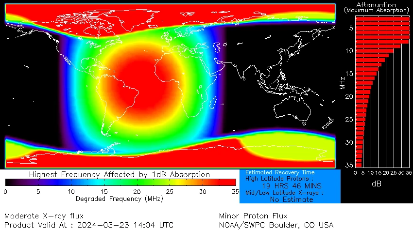 s2 solar radiation storm (drap) march 23 2024 at 1404 utc