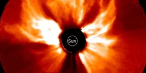 Major, long-duration X1.1 solar flare produces Earth-directed CME