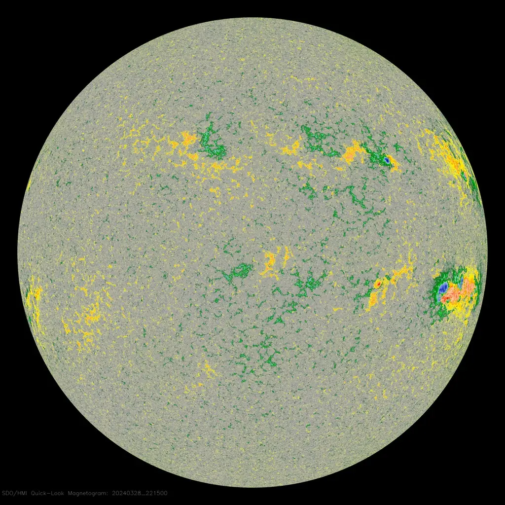 sunspots on march 28 2024 hmi colorized