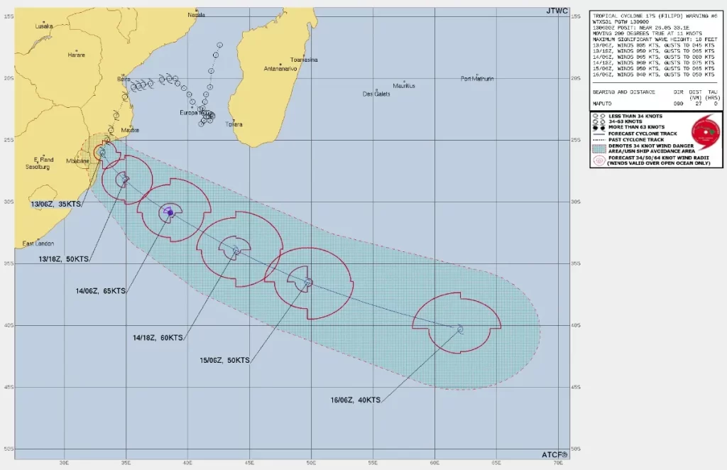 tropical cyclone filipo jtwc forecast track 0900 utc march 13 2024