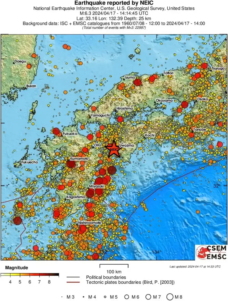 japan shikoku m6.4 earthquake april 17 2024 emsc regional seismicity