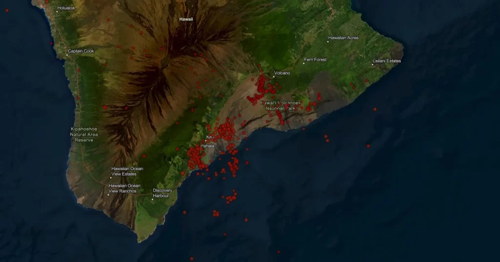 kilauea volcano earthquakes 30 days to april 24 2024