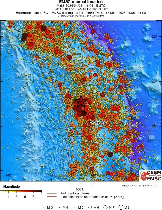 maug islands earthquake april 5 2024 m6.8 emsc regional seismicity