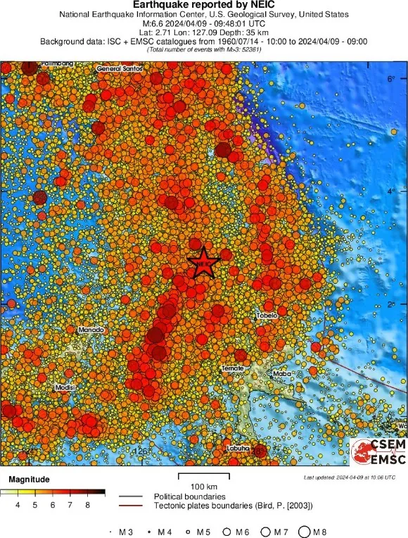 molucca sea indonesia m6.5 earthquake april 9 2024 emsc regional seismicity