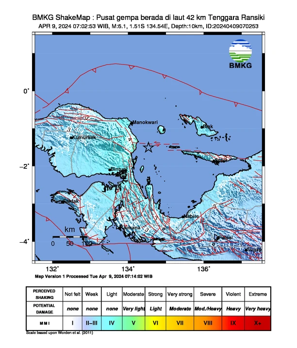 papua indonesia m6.1 earthquake april 9 2024 bmkg