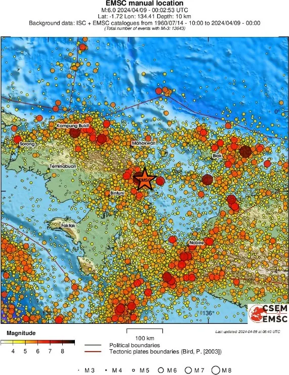 papua indonesia m6.1 earthquake april 9 2024 emsc rs